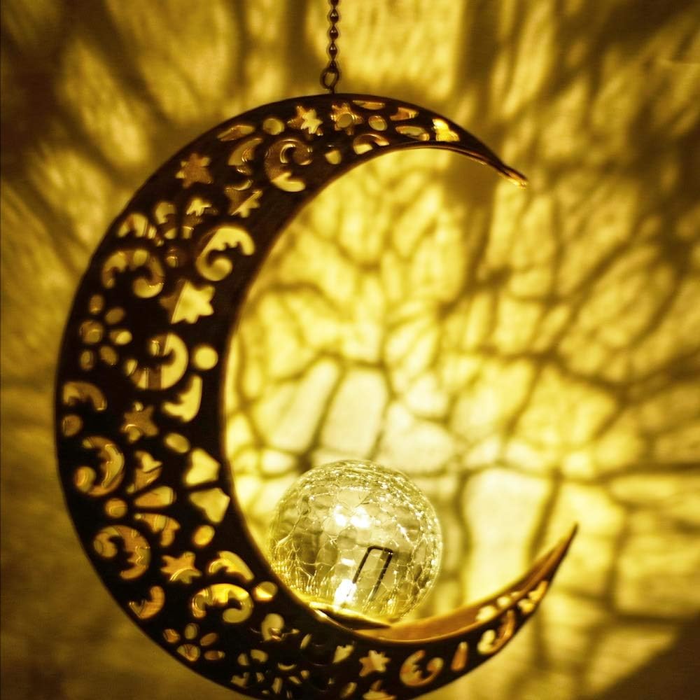 SURENSHY Wind Chimes Retro Solar Wind Chimes and Moon Crackle Glass Ball Wind Chimes for Outside Suitable for Courtyards, Terraces, Gardens, Gift for Grandma, Mom, Women : Garden & Outdoor