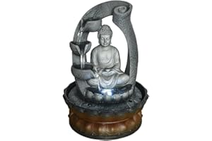 SunJet Buddha Fountain Fengshui Indoor Decoration – Zen Meditation Tabletop Decorative Waterfall Kit with Submersible Pump for Office and Home Decor