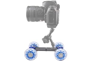 Camera Dolly Skater, Portable Camera Table Dolly Slider with 10kg Load Capacity Mini Desktop Roller Track Slider for DSLRs Vi