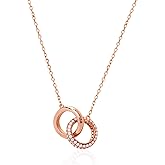 URIZZD S925 Sterling Silver Necklace for Women Cubic Zirconia Pendant White/Rose Gold Plated Necklace Gifts for Women