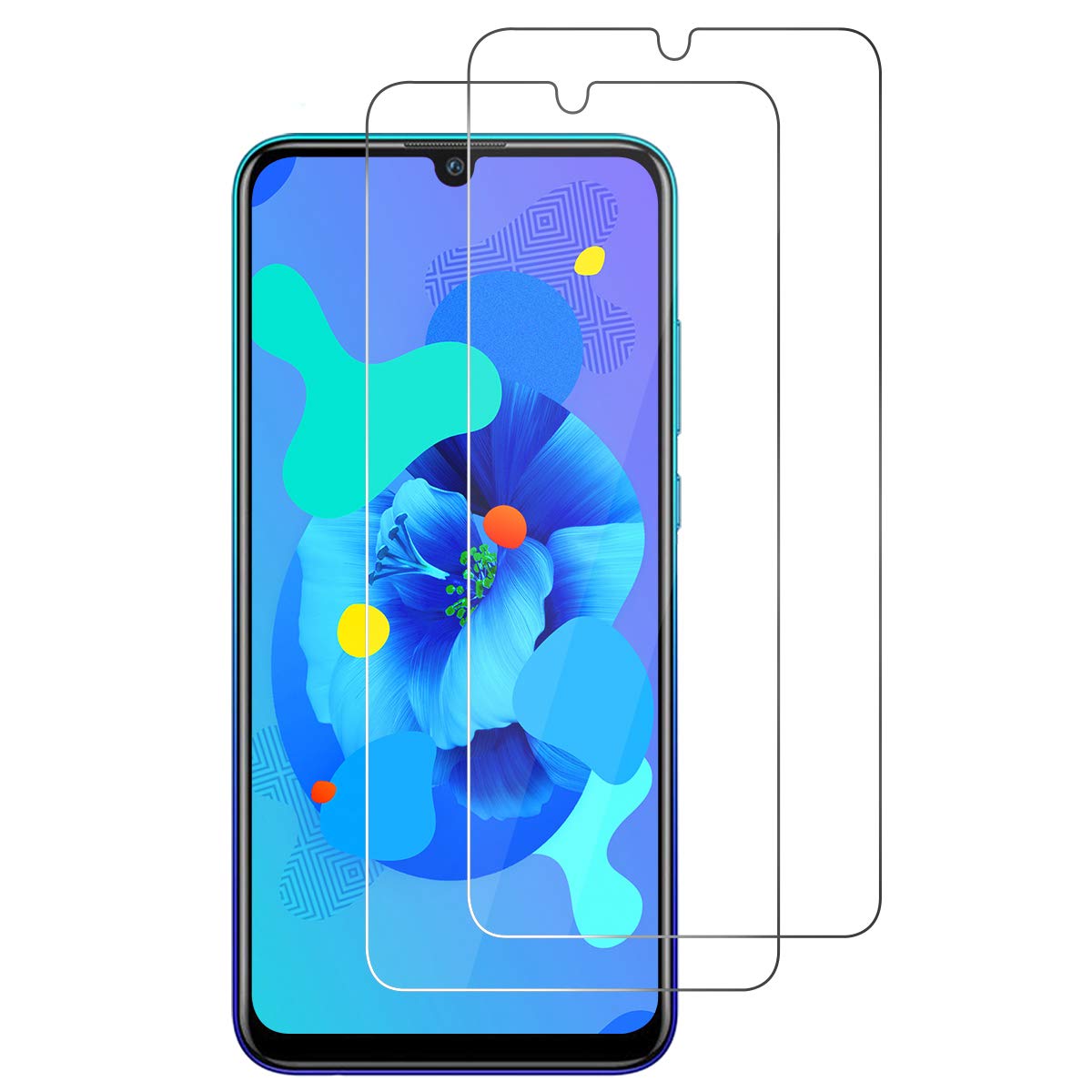 HUSHER [2 Pack Screen Protector for Huawei P Smart 2019, Tempered Glass 2.5D [Crystal Clear] [9H Hardness] [Easy Installation] [Bubble Free] [Anti-Scratch] [Anti-Oil]