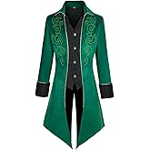 MOFOVELY Mens Medieval Steampunk Tailcoat Jacket Victorian Pirate Coat Renaissance Tailcoat Jacket Costume