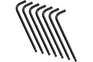 szkoo 1/16" Ball End Hex Key Allen Wrench, L Shaped Long Arm Heavy Duty CRV Steel Repairing Tool 6 Pcs, Black