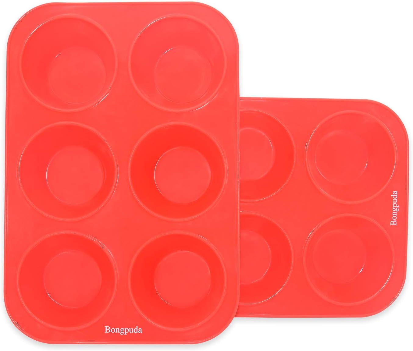 Bongpuda Silicone Muffin Tray Cupcake Set,6 Cups Nonstick Muffin Baking Pan Set of 2 - Image 5