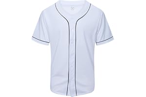 KUAIPAO Blank Baseball Jersey,Short Sleeve Plain Jersey Shirt,Sports Uniform for Men Women(White, Black, Red,Blue,S-3XL)