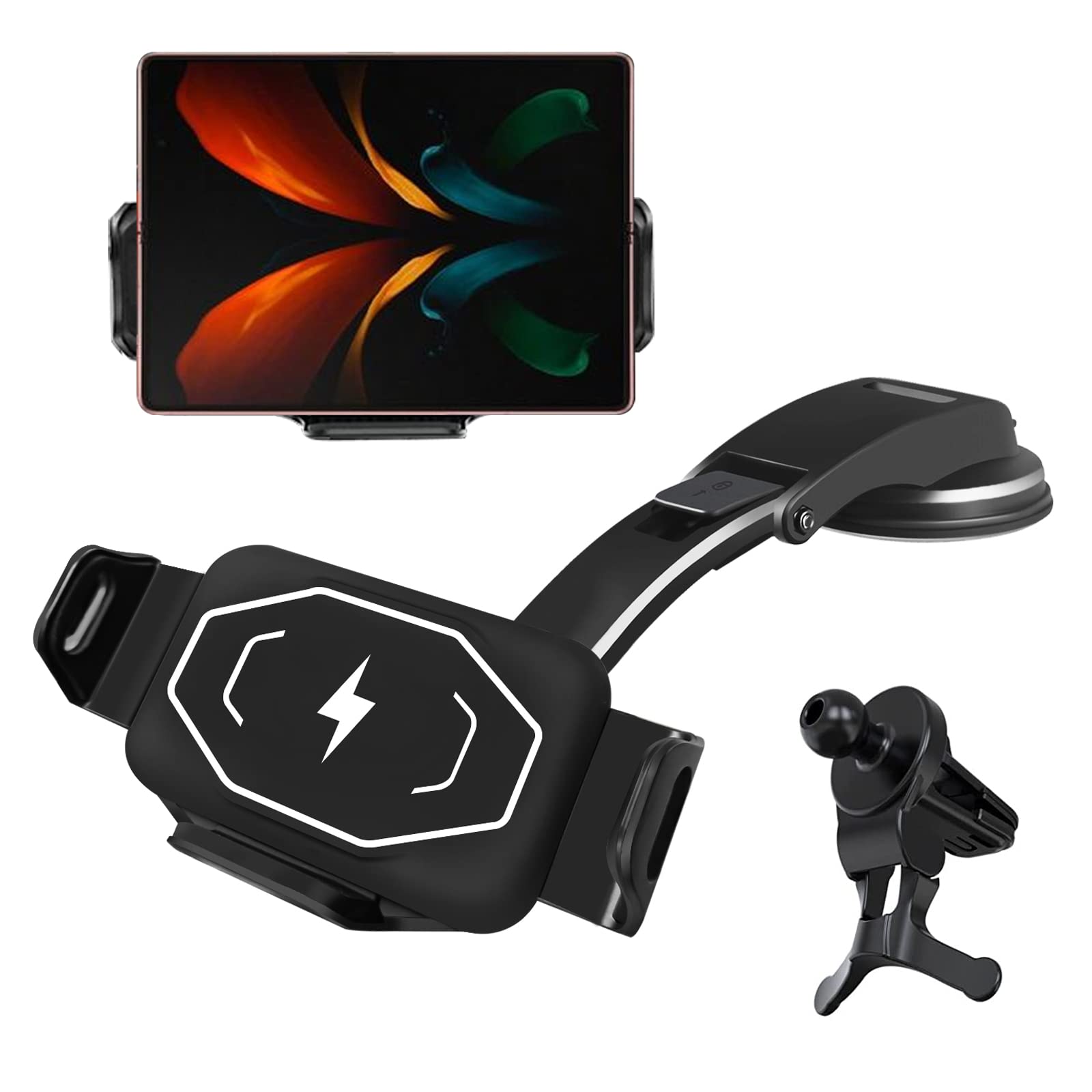 Wireless Car Charger 15W Qi Fast Charging Car Mount for Air Vent & Dashboard Compatible Samsung S21 Note 20 Galaxy z Fold 3 Z Flip 3 Fold 2 iPhone 13 Pro Max 12 Pro 4.3in-6.9in Phone Car Charger