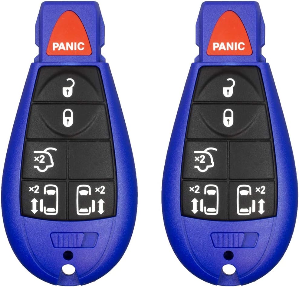 2 New Blue Keyless Entry 6 Buttons Remote Start Car Key Fob Shell / CASE M3N5WY783X, IYZC01C for Town Country Dodge Grand Caravan Volkswagen Routan