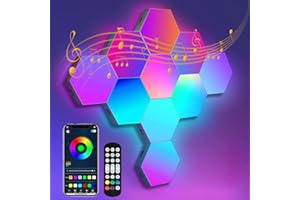 IFTHFOUR Hexagon LED Wall Light Panels: Smart RGB Color-Changing Hexagon Lights with App & Remote Control, Music Sync Mode,DIY Wall Decor for Bedroom, Gaming Room, Home Theater (8)