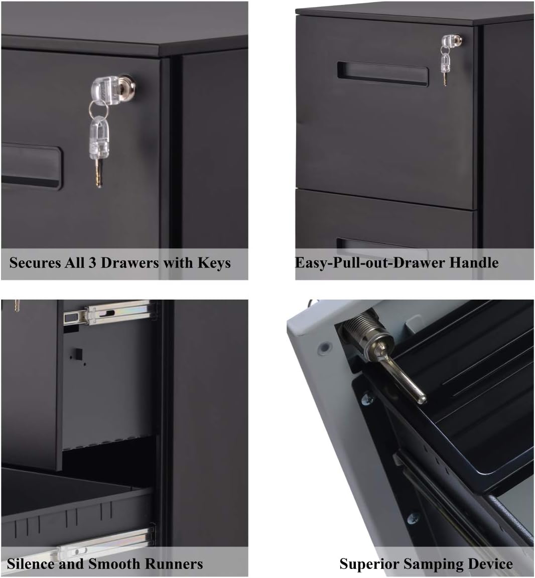 Office Products Vertical File Cabinets 2 Drawer Under Desk File Cabinet With Lock With Wheels With Dividers Small Vertical Fireproof Office Filing Cabinet Fully Assembled Metal Black