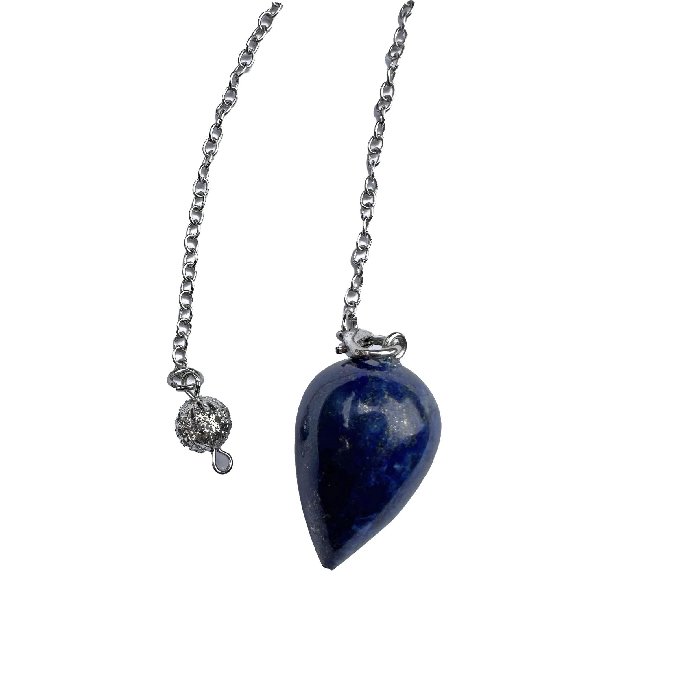 Divination Pendulum with Lazurite Water Drop, Dowsing Pendulum, Natural Stone Pendulum, Vintage Crystal Pendulum for Radiesthesia, Pendulum Chakra Reiki Divination (Lazurite)