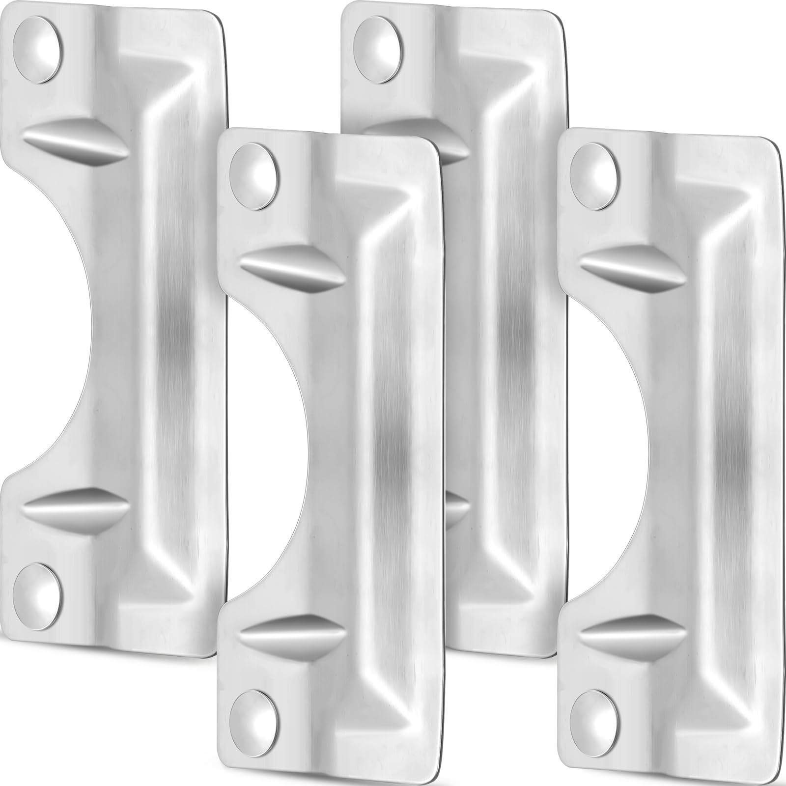 Photo 1 of Landhoow 4 Pcs 3 x 7'' Latch Guard Plate Cover Stainless Steel Door Security Strike Latch Protector, Against Forced Entry Easy to Install for Home and Commercial
