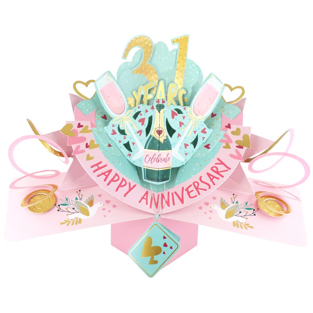 31 Years Happy 31st Anniversary Pop-Up Greeting Card Love Kate's 3D Pop Up Cards POP216MC31