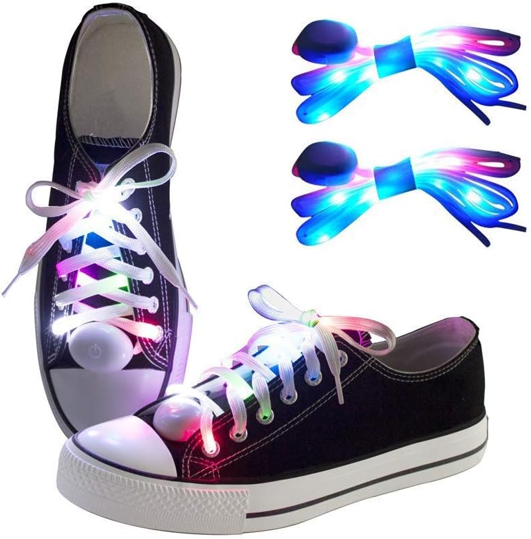 LKDEPO LED Shoe Laces Light Up Nylon Shoelaces with 3 Flashing Modes Lighting the Night