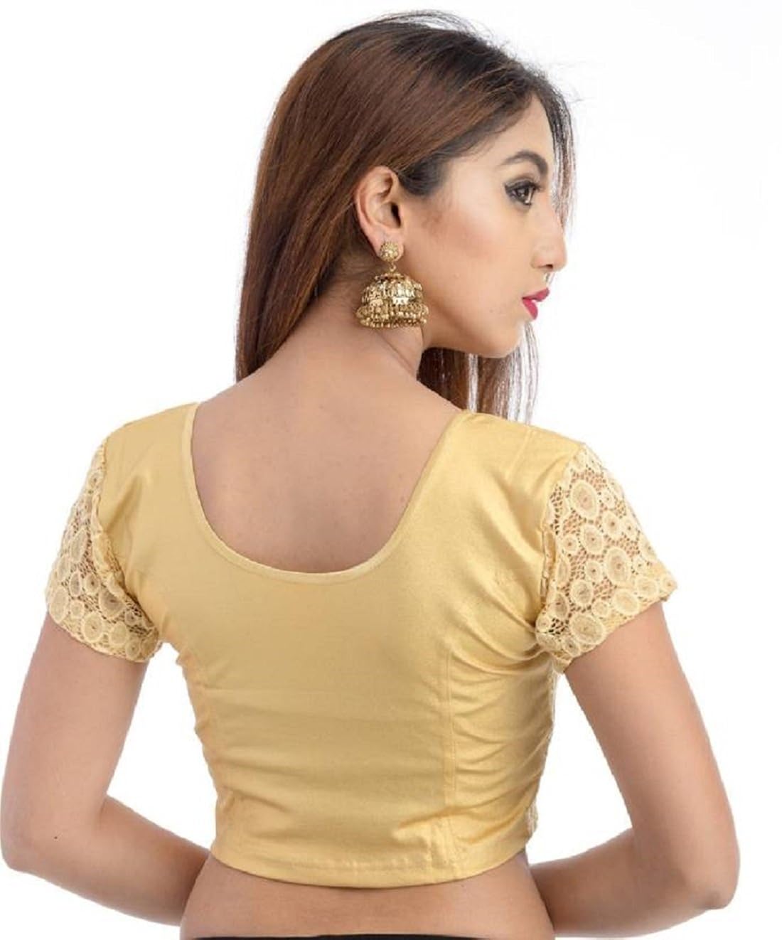 fressia fabrics women's lycra saree blouse (master100combo(gold_xxx))
