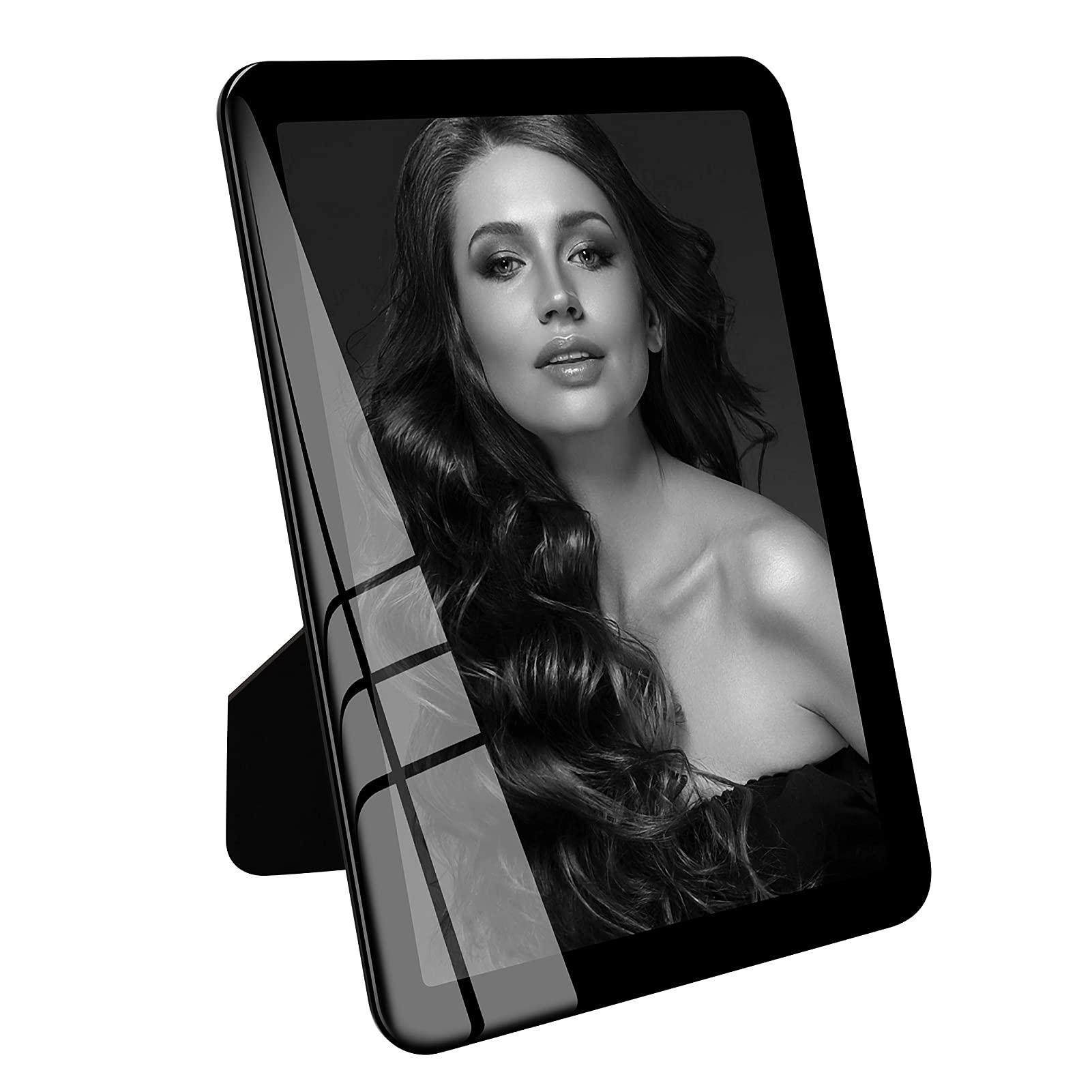 ASEEWO black 5x7 photo frame, picture frames glass, hanging picture frames, Matted for wall and tabletop Decor (5X7, black) — image 1