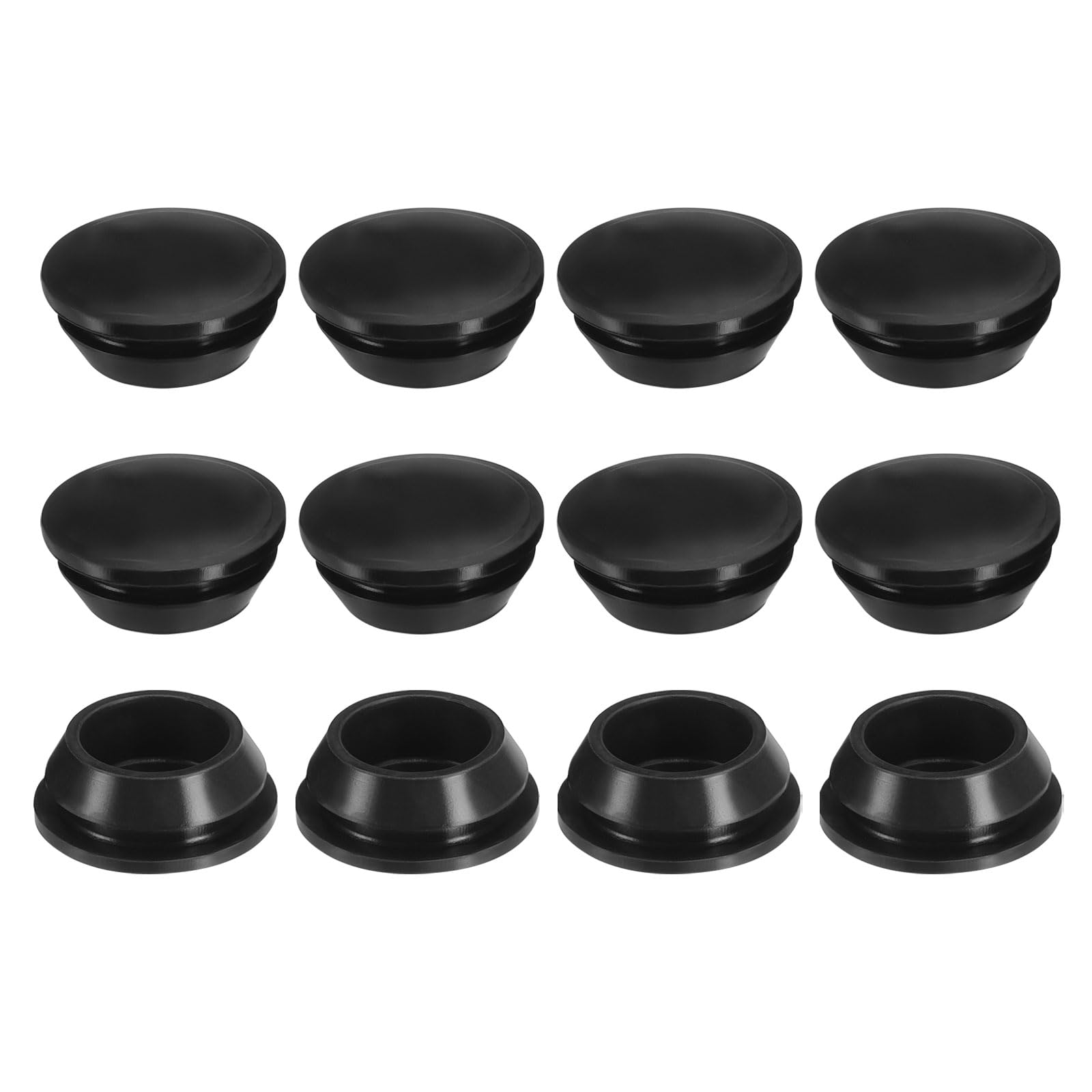 PATIKIL Silicone Round Hole Plugs 19mm/0.75inch, 12 Pack Protective Cover Cap Head for Locking Furniture Hole Plugs, Black