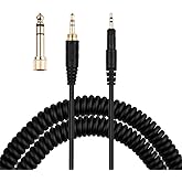 Smays ATH-M50x Cable, Coiled AUX Cord Replacement for Audio-Technica ATH-M40x, ATH-M70x Headphone with 1/4 inch Adapter, 4ft to 10ft