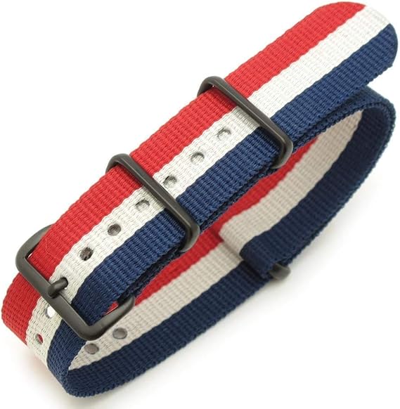 Amazon Strapcode 腕時計ベルト 18mm mm 22mm フランス国旗 ナイロン腕時計ベルト Pvd ブラック フランス ルクセンブルグ オランダ ロシア アイスランド チェコ共和国 Size 18mm Color Red White Blue 時計バンド 腕時計 通販