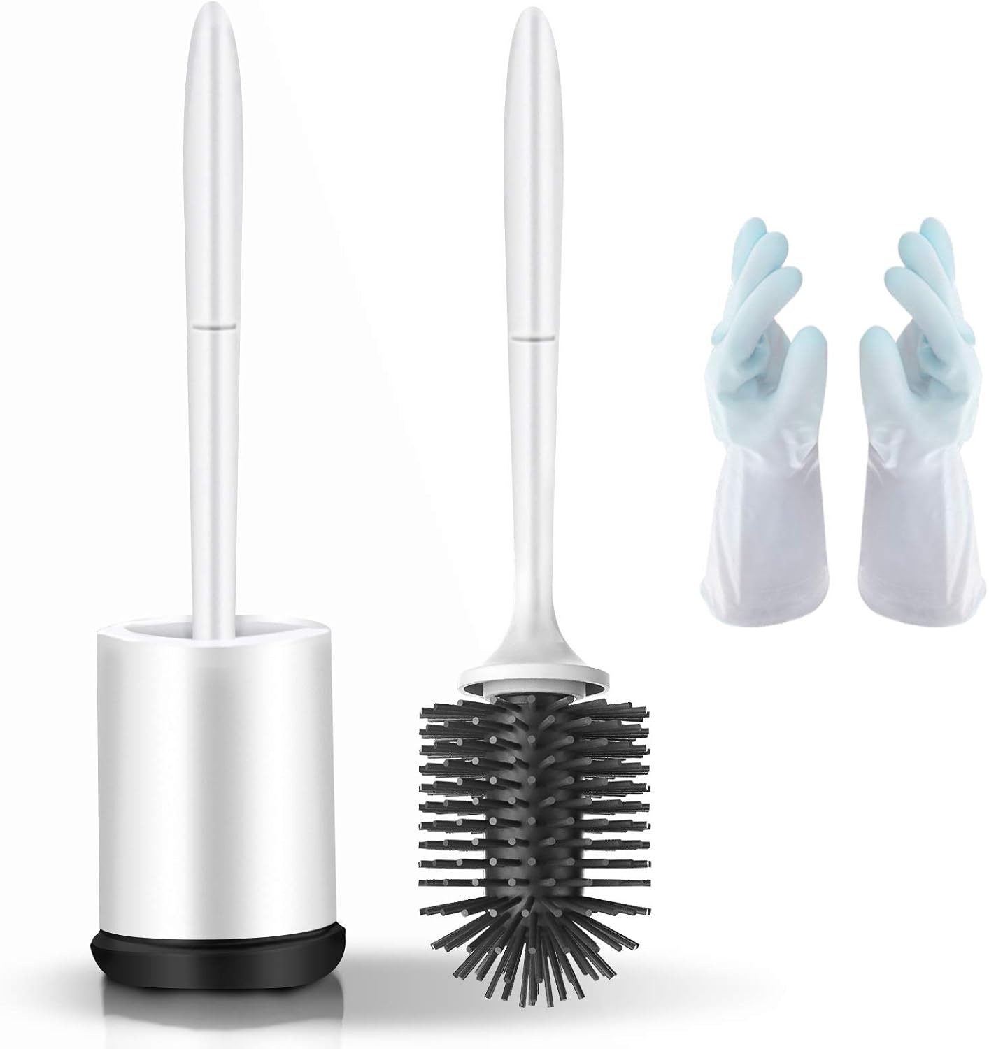 RRLOM Toilet Brushes and Holders Sets White,Soft Silicone Bathroom