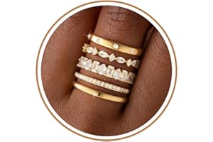ZHESHY Stackable Gold Rings for Women Non Tarnish Dainty 14K Gold/Silver Plated Stacking Thumb Rings Cubic Zirconia Eternity 
