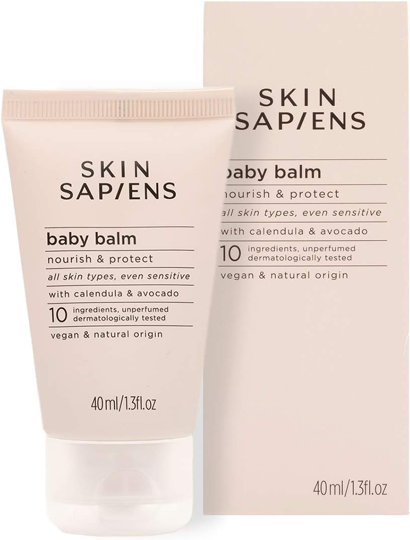 Skin SapiensNourish & Protect Baby Balm with Calendula & Avocado, 100% Natural Ecocert Cosmos, Unperfumed Multipurpose Balm, Cruelty Free and Vegan Skincare For Sensitive Skin, 40 ml