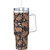 Vasietrng Capybara Gifts Capybara Tumbler Cute Water Bottle Cups for Girls, Teens, Women, Men Stainless Steel Vacuum Insulated 40oz Tumbler with Lid and Straw for Water, Iced Tea or Coffee, Black