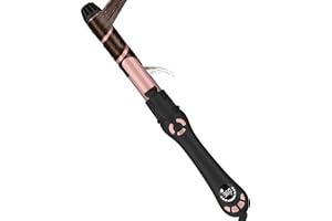 New Version Lanvier Rotating Curling Iron 1.25 Inch Automatic Curling Wand for Waves; Tourmaline Ceramic Self Curler with 2 Rotating Speed, 11 Adjustable Temperature & Dual Voltage for Worldwide Use