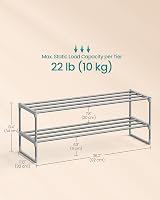 SONGMICS 2-Tier Shoe Rack Storage Organizer Grey 8-10 Pairs 30x92x34 cm view 6