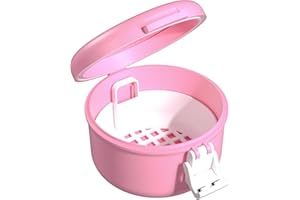 ARGOMAX Leak Proof Retainer Cleaner Case, Denture Cups for Soaking Dentures, Denture Travel Case (Pink+White).