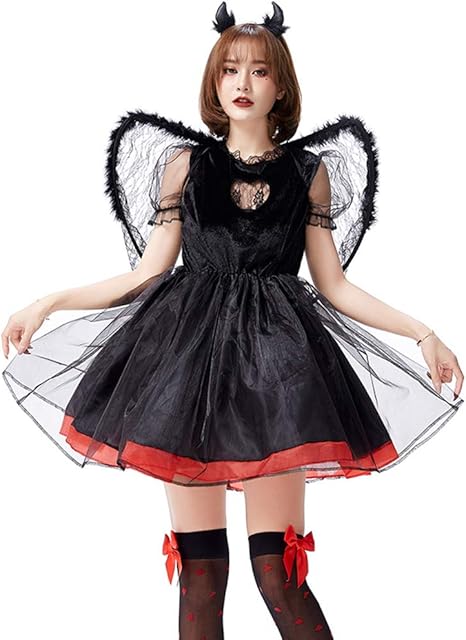 Amazon Asiso ハロウィン コスプレ 仮装 デビル 悪魔 衣装 レディース 悪魔の羽根 コスチューム 大人用 ブラック コスプレ 仮装 通販
