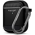 Spigen Rugged Armor Designed for Airpods Case Cover Protective Case with Keychain for Airpods 1 & 2 Case - Matte Black