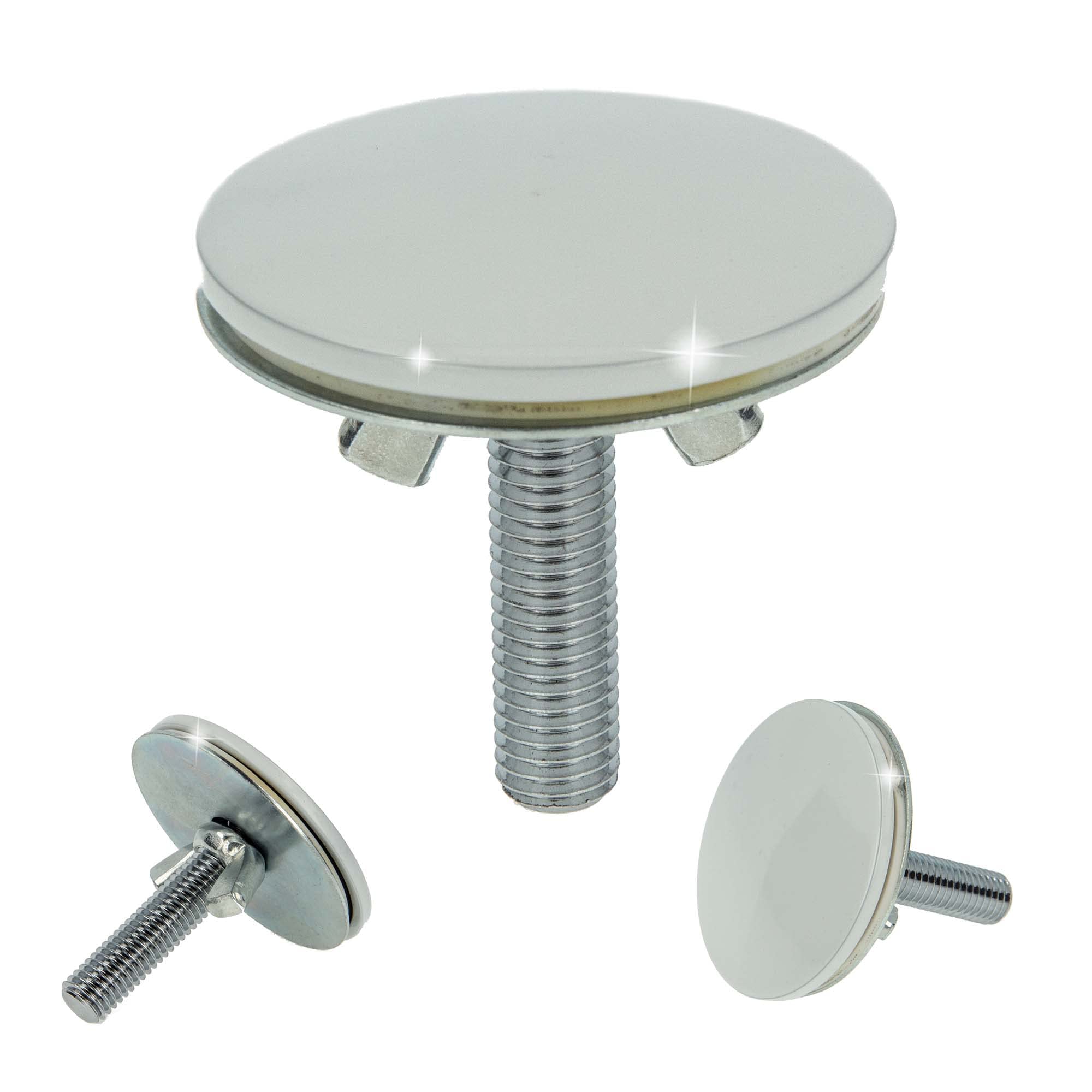 tecuro - Tap hole plug cover rosette (market model), diameter 53 mm, for covering existing tap holes in sinks, brass white RAL 9010