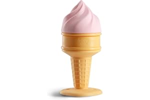 Smily Mia Freezer Teether for Babies 12-18Months,Freezable Ice Cream Toy for 6-12Months Babies,Cold Water Soother for 3-6Months for Teething Pian Relief,Peach Pink