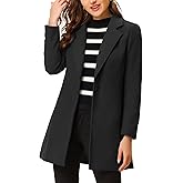 Allegra K Women's Winter Overcoat Notched Lapel One Buttoned Mid-Length Long Coat