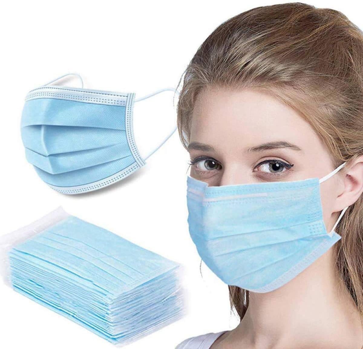 100 pcs of Blue 3 Ply Disposable Ear Loops Face Mask