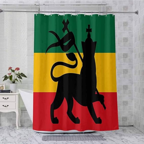 Aishare Store - Cortina de ducha con ganchos, diseño de bandera