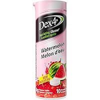 Dex4 Glucose Tablets – Travel Tube – Watermelon Flavour – 10 Tablets per Tube, 12-Pack – Fast-Acting, Pre-Measured Glucose Ta