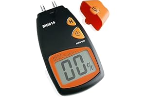 AMTAST Digital MD814 Wood Moisture Meter Tester, 4 Pins Wood Trees Bamboos Moisture Detector with LCD Display, Measure Range 5% - 40%