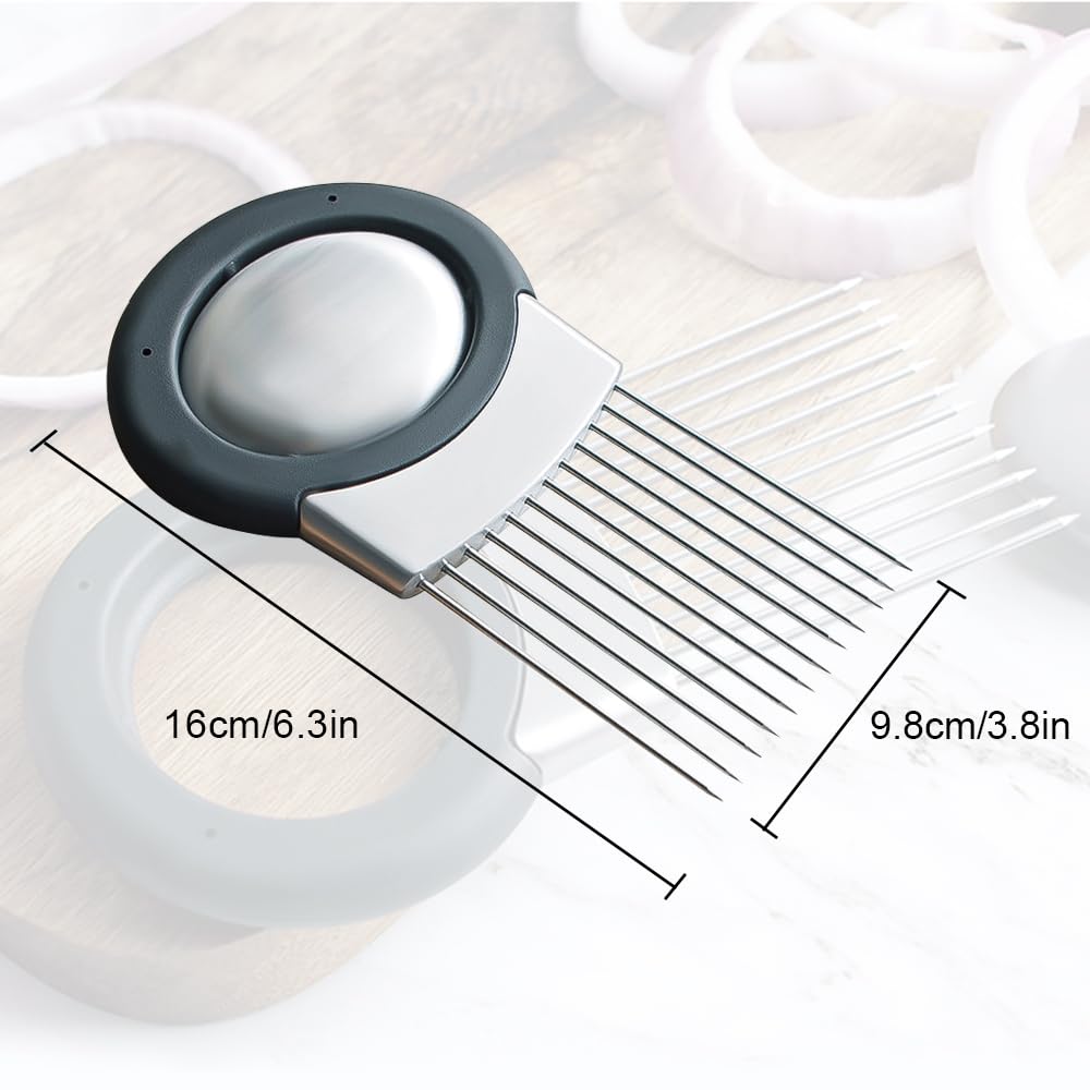 Schneiderhalter für Zwiebeln aus Edelstahl, 2025 Neuest zwiebelschneider, zwiebelschneider manuell zum Schneiden Tomate Zwiebel Schneidehilfe (1) 3