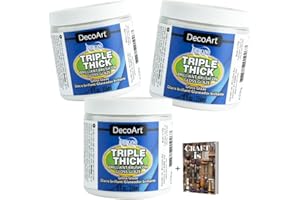 DecoArt Triple Thick Gloss Glaze - 3 Pack 8oz Clear Coat Gloss Glaze - Brush On Ceramic Glaze Luster Sheen for Home Decor, Wa