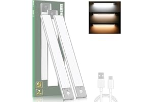 BENREOM Under Cabinet Lights with 3 Color Temperature, 2 Pack Dimmable Rechargeable Battery Operated Lights, Magnetic Wireless Motion Sensor Light Indoor, 64 LED Under Cabinet Lighting, Closet Lights, 2000mAh