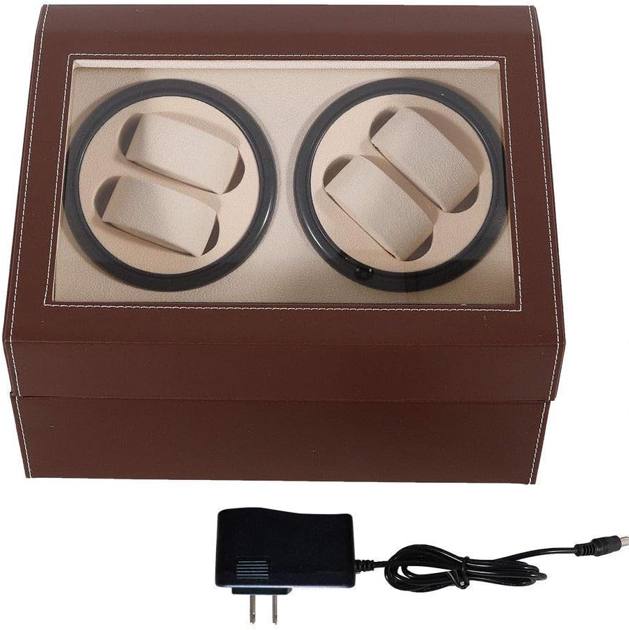 SHZICMY Automatic Watch Winder Display Box, 4+6 Leather Rotating Display Box Luxury Storage Case (USA Stock) (Brown): Home & Kitchen
