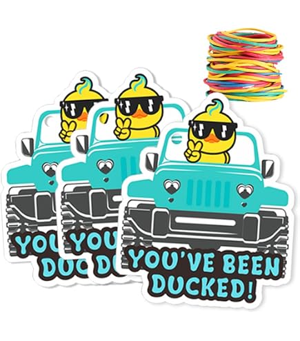 You’ve Been Ducked Cards – 50 Stück, Visitenkartengröße 8,9x5,1 Cm, Mit USA-Flagge & SUV-Design – Perfekt Für Jeep-Fans & Enten-Spiel