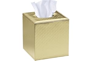 YAPISHI Square Tissue Box Cove,Cut Leather Tissues Cube Box Holder,Modern Facial Paper Organizer Storgage,Box Tissue Dispenser Decor Accessories for Bathroom Counter,NightStand,Coffee Table,Desk,Home,Office