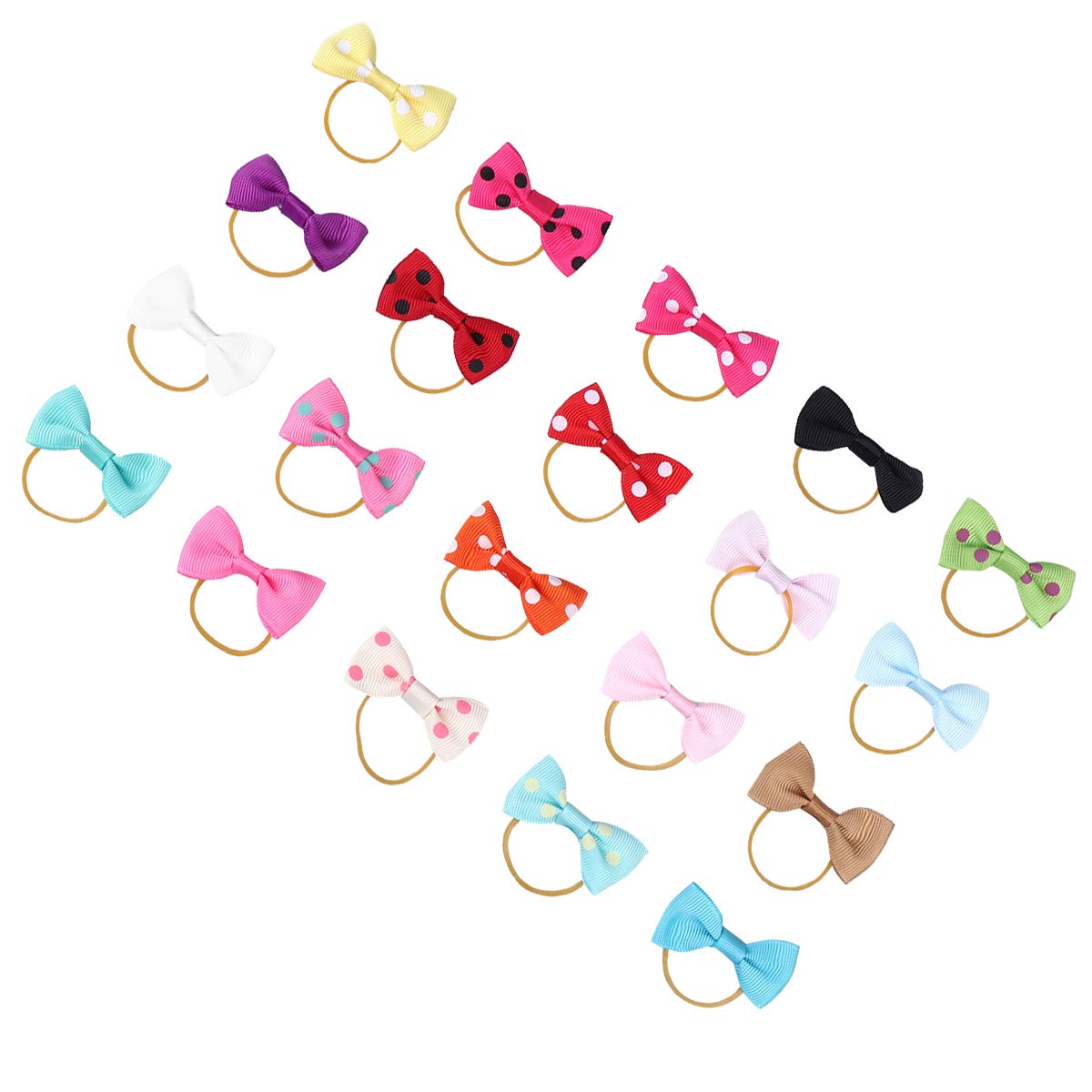 VILLCASE 20PCS Dog Bows,Dog Bowknot Hair Rope Elastic Pet Hair Band Lovely Pet Bow Ties Puppy Bow Hair Tie Hair Ring Pet Grooming Headwear (Random Color)