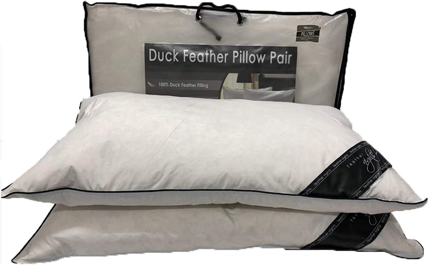 New Duck Feather Pair Of Pillows 100 Feather Proof Cotton Cover