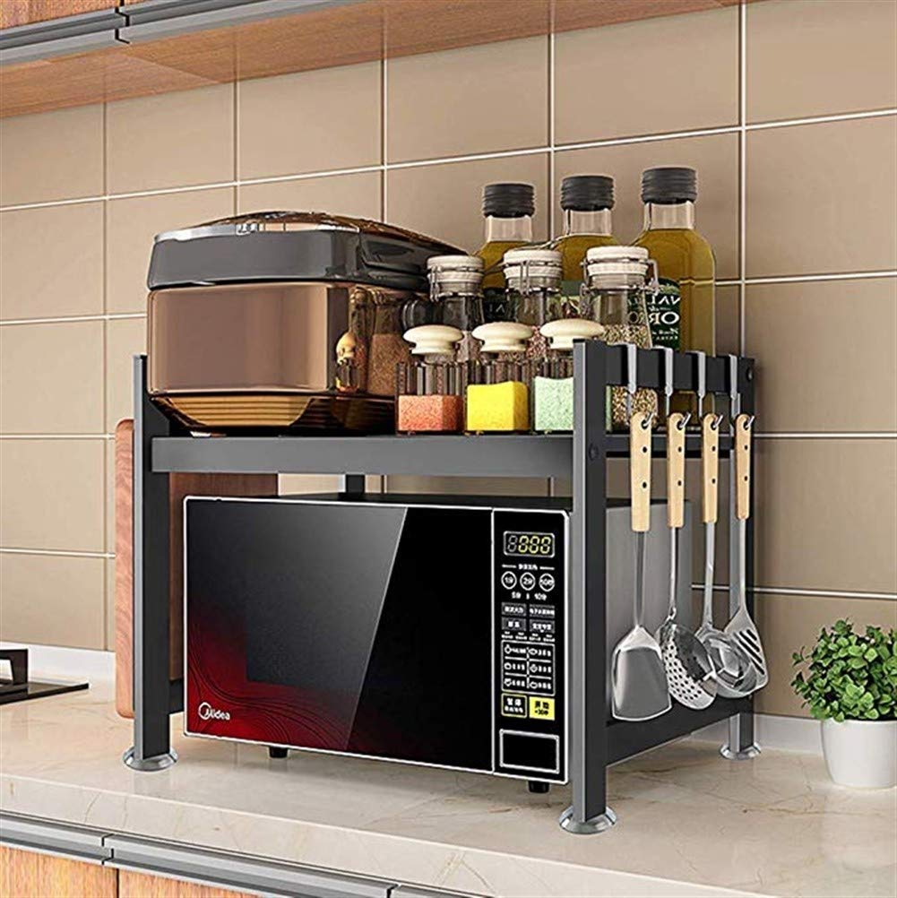 Gjrff Microondas Horno de Carro Soporte del Estante con 5 Ganchos ...