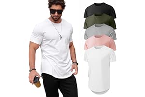 Mancozy Mens T Shirts Casual Hipster Hip Hop Longline Crewneck Tee Shirts for Men