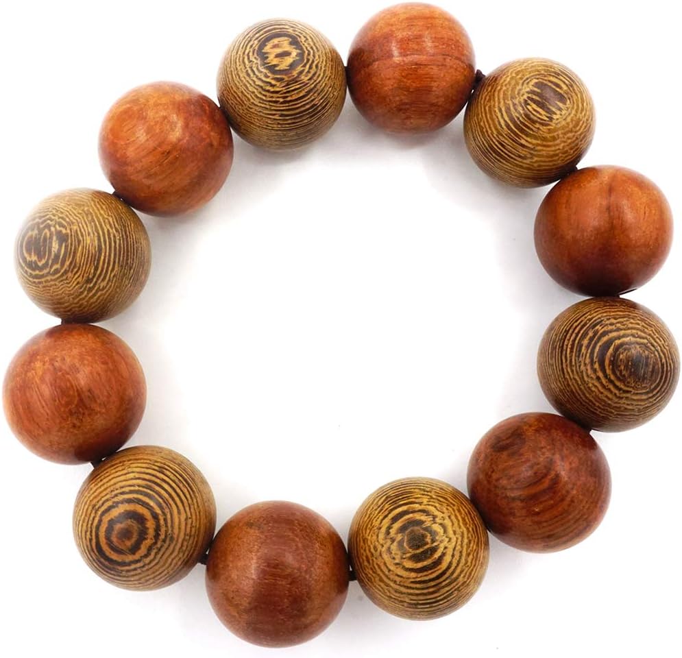 20mm Tibetan Bracelet Mala Buddhist Buddha Meditation Men Elastic Prayer Bracelet Natural Wood Bead
