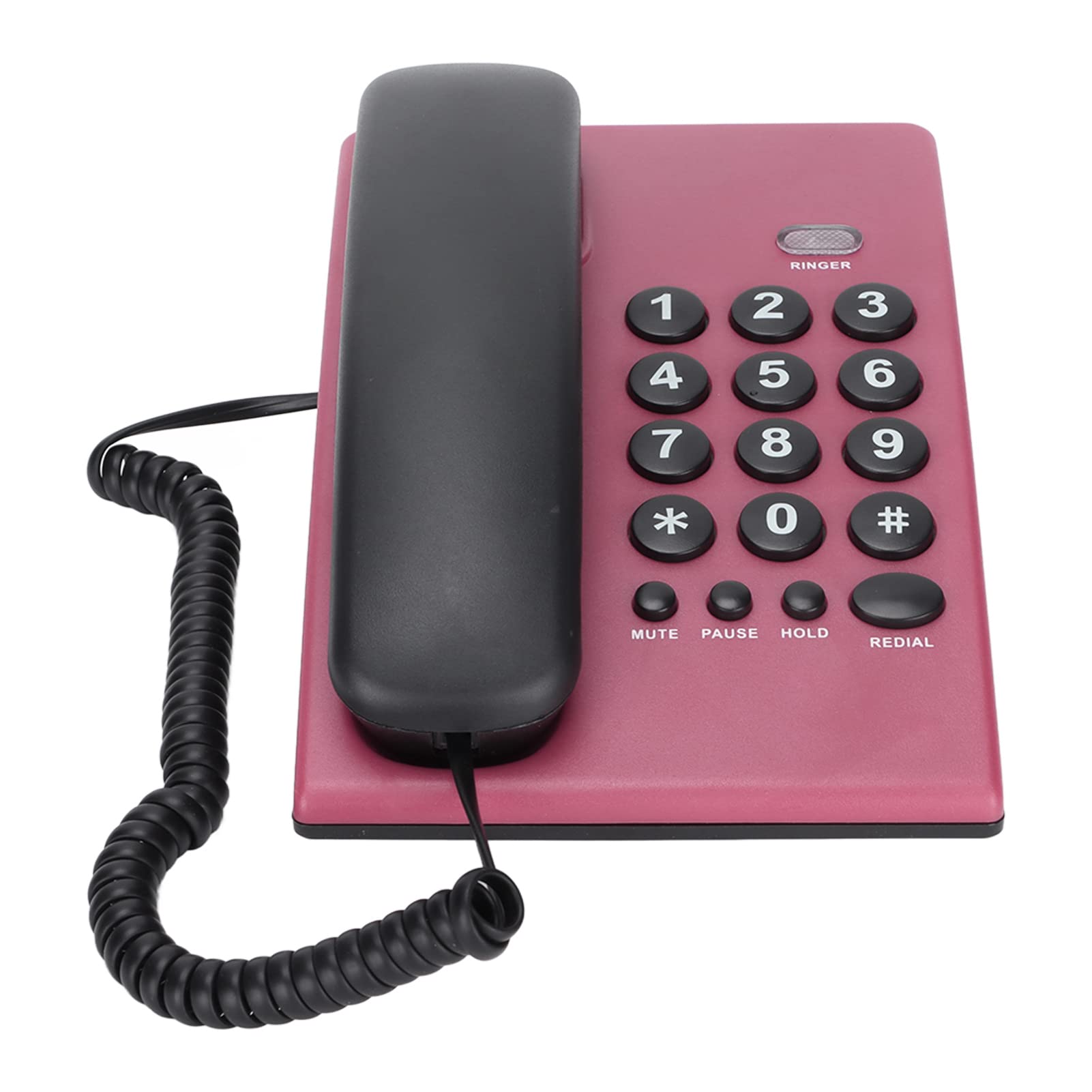 Fdit Desktop Corded Telephone, Multi-Color Landline Telephone with Dual Magnetic Handset, Big Button Phone Home Phone for home office hotel, Including Pause/Mute/Hold Function(rose Red)